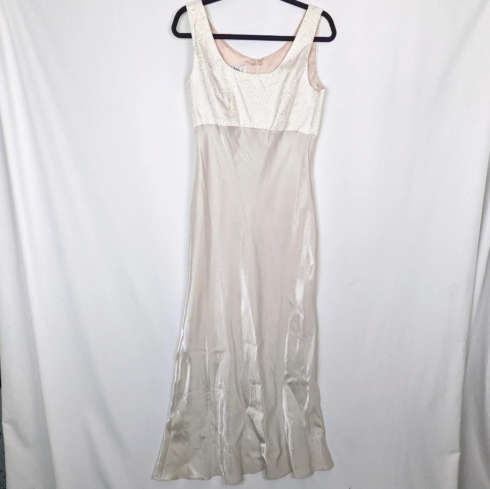 PATRA VTG 90s Y2K Evening Prom Dress Maxi Satin Formal Empire Waist Gown sz.12